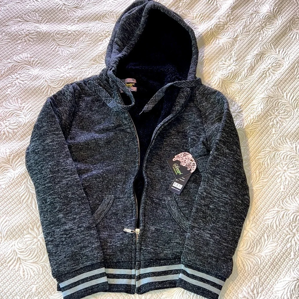 🔥JUNIOR’S MELANGE, FAUX SHERPA LINED HOODIE AND JOGGER SET SIZE SMALL